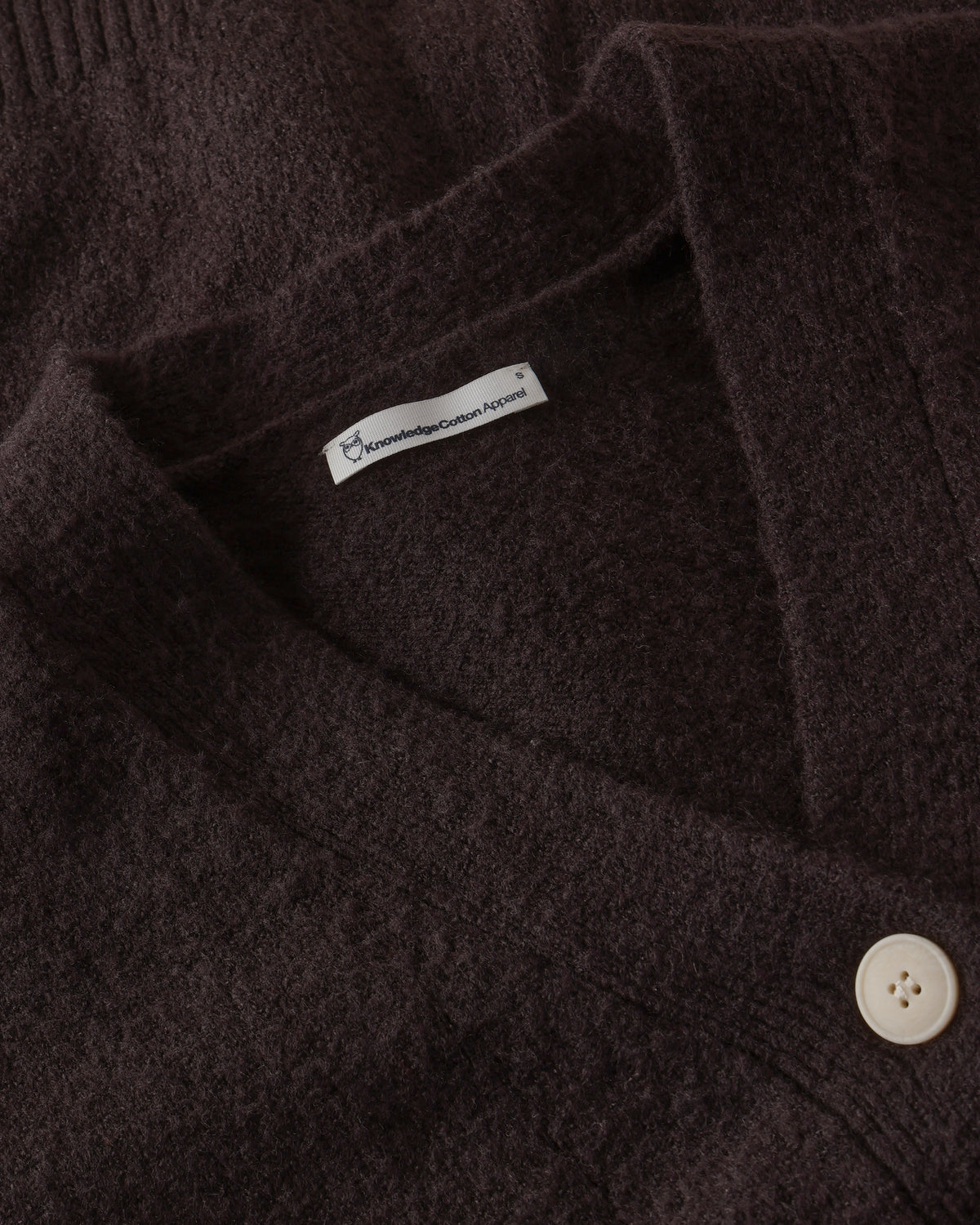 KnowledgeCotton Apparel - WMN Soufflé yarn cardigan Knits 1487 Chocolate Torte