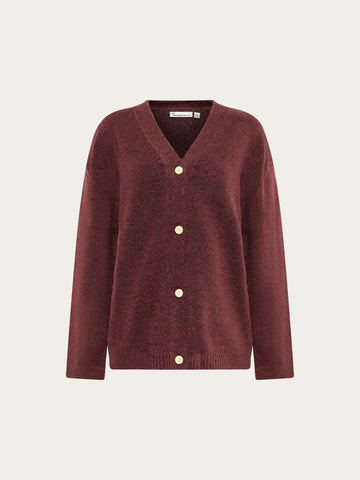 KnowledgeCotton Apparel - WMN Soufflé yarn cardigan Knits 1500 Burgundy