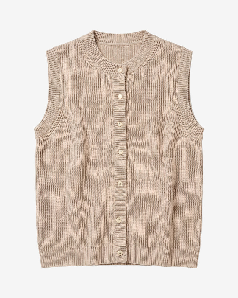 KnowledgeCotton Apparel - WMN Soufflé yarn vest Knits 1228 Light feather gray