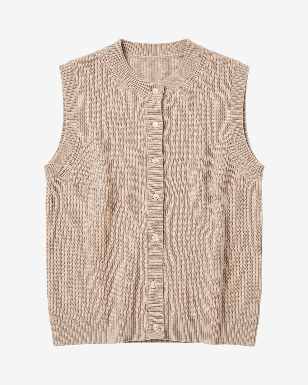 KnowledgeCotton Apparel - WMN Soufflé yarn vest Knits 1228 Light feather gray
