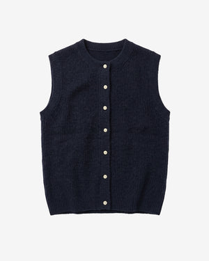 KnowledgeCotton Apparel - WMN Soufflé yarn vest Knits 1300 Black Jet
