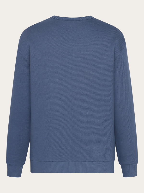 KnowledgeCotton Apparel - MEN Straight fit sweat with embroidery at chest Sweats 1226 Vintage Indigo