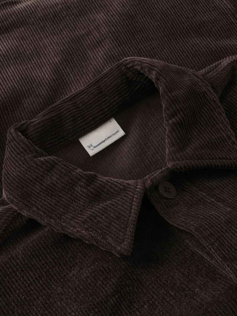 KnowledgeCotton Apparel - MEN Stretched 8-wales corduroy overshirt Overshirts 1487 Chocolate Torte