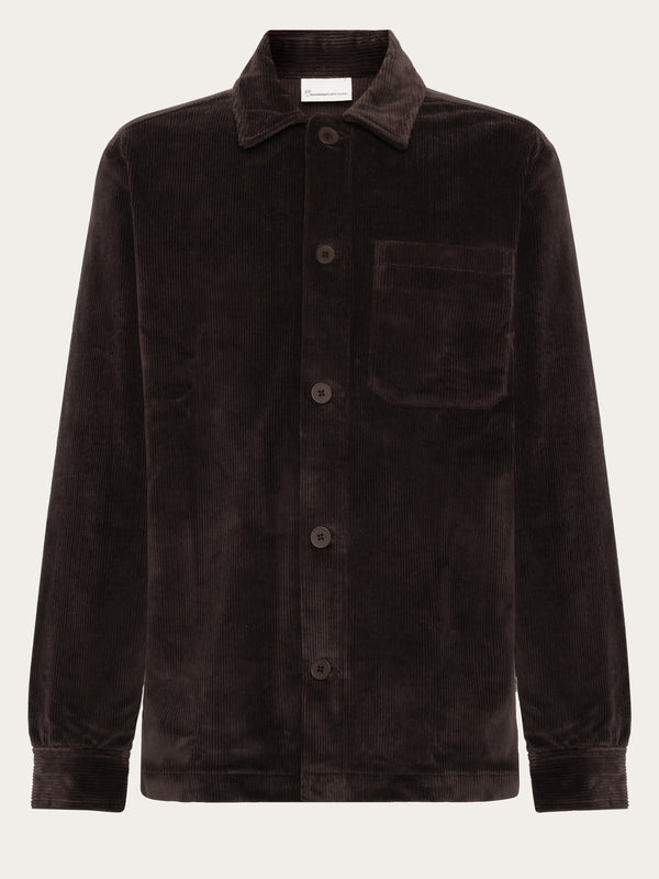 KnowledgeCotton Apparel - MEN Stretched 8-wales corduroy overshirt Overshirts 1487 Chocolate Torte