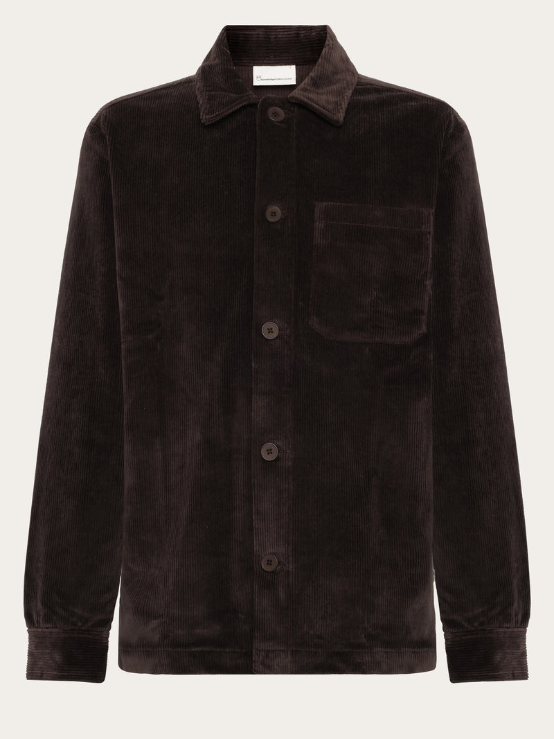 KnowledgeCotton Apparel - MEN Stretched 8-wales corduroy overshirt Overshirts 1487 Chocolate Torte