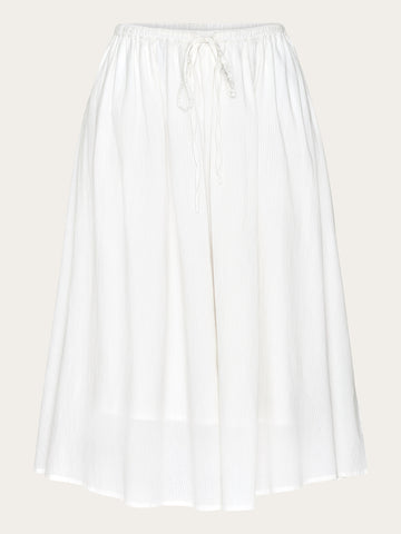 KnowledgeCotton Apparel - WMN Stripe structure A-shape mid-length skirt Skirts 1387 Egret