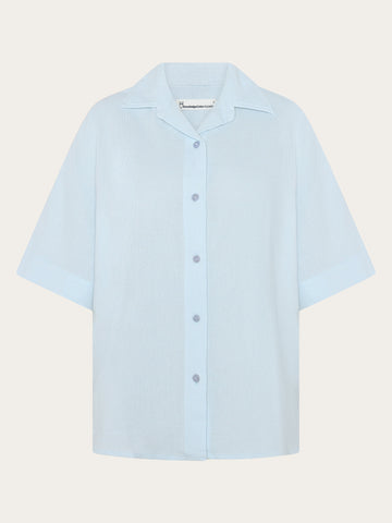 KnowledgeCotton Apparel - WMN Structure short sleeve shirt Shirts 1009 Skyway