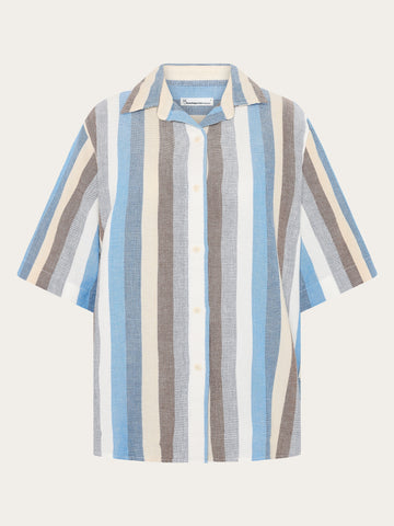 KnowledgeCotton Apparel - WMN Structure short sleeve shirt Shirts 8032 Multi color stripe