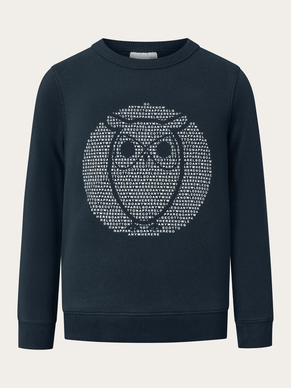 KnowledgeCotton Apparel - YOUNG Sweat with big owl print Sweats 1001 Total Eclipse