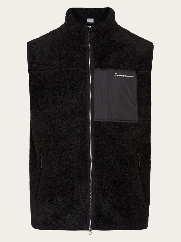 KnowledgeCotton Apparel - MEN Teddy fleece vest Vests 1300 Black Jet