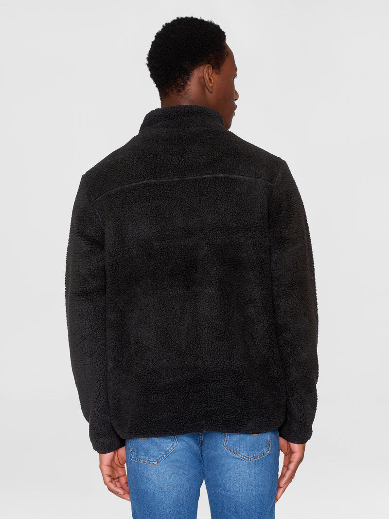 KnowledgeCotton Apparel - MEN Teddy fleece zip sweat Fleeces 1300 Black Jet