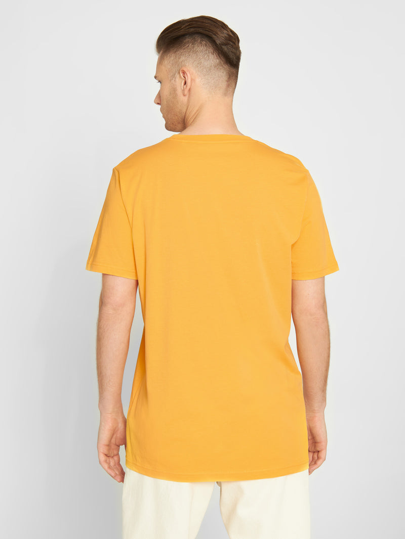 KnowledgeCotton Apparel - MEN Tee in single jersey with wood print T-shirts 1389 Amber Yellow