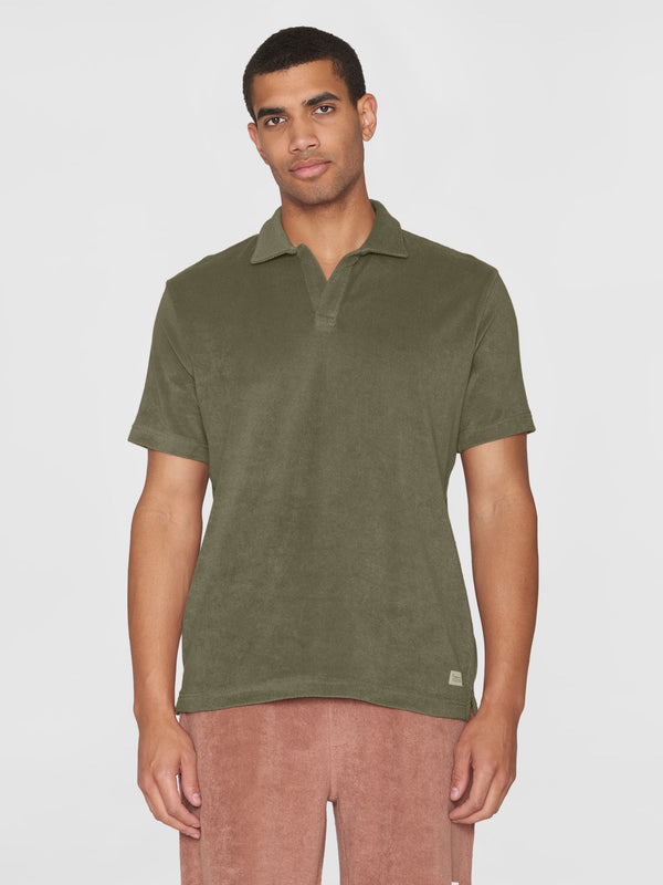 KnowledgeCotton Apparel - MEN Terry polo Polos 1068 Burned Olive
