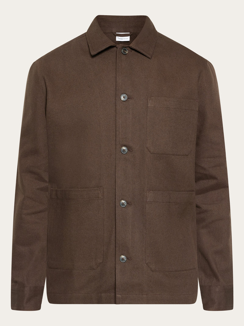 KnowledgeCotton Apparel - MEN Twill overshirt GOTS/Vegan Overshirts 1243 Demitasse (brown)