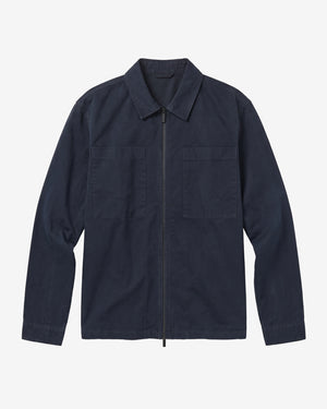KnowledgeCotton Apparel - MEN Twill zip overshirt Overshirts 1001 Total Eclipse