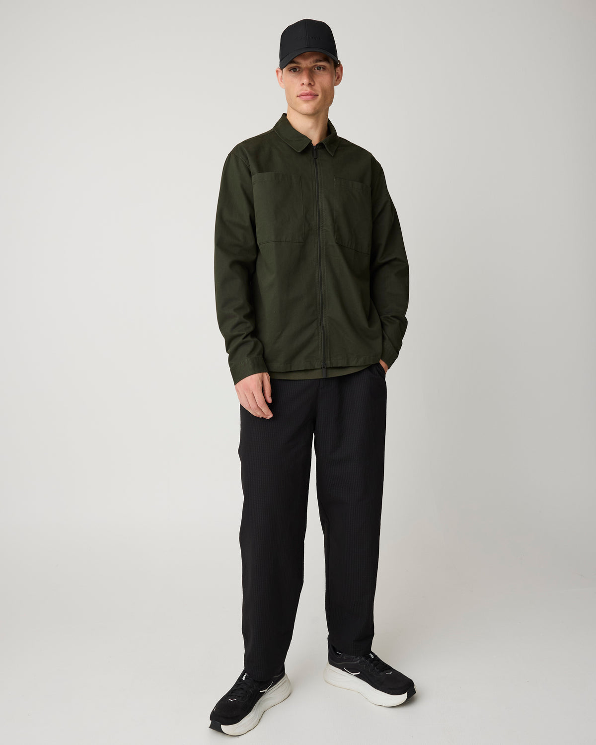 KnowledgeCotton Apparel - MEN Twill zip overshirt Overshirts 1090 Forest Night