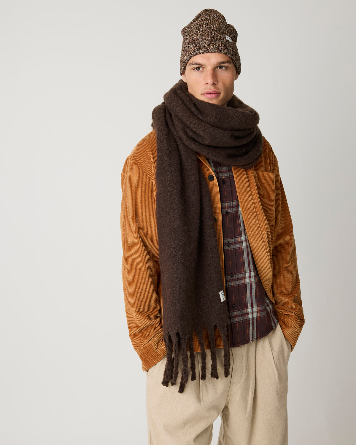 KnowledgeCotton Apparel - UNI Twisted yarn beanie Hats 1487 Chocolate Torte