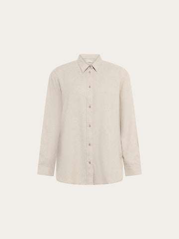 KnowledgeCotton Apparel - WMN Vega relaxed flannel shirt Shirts 1228 Light feather gray