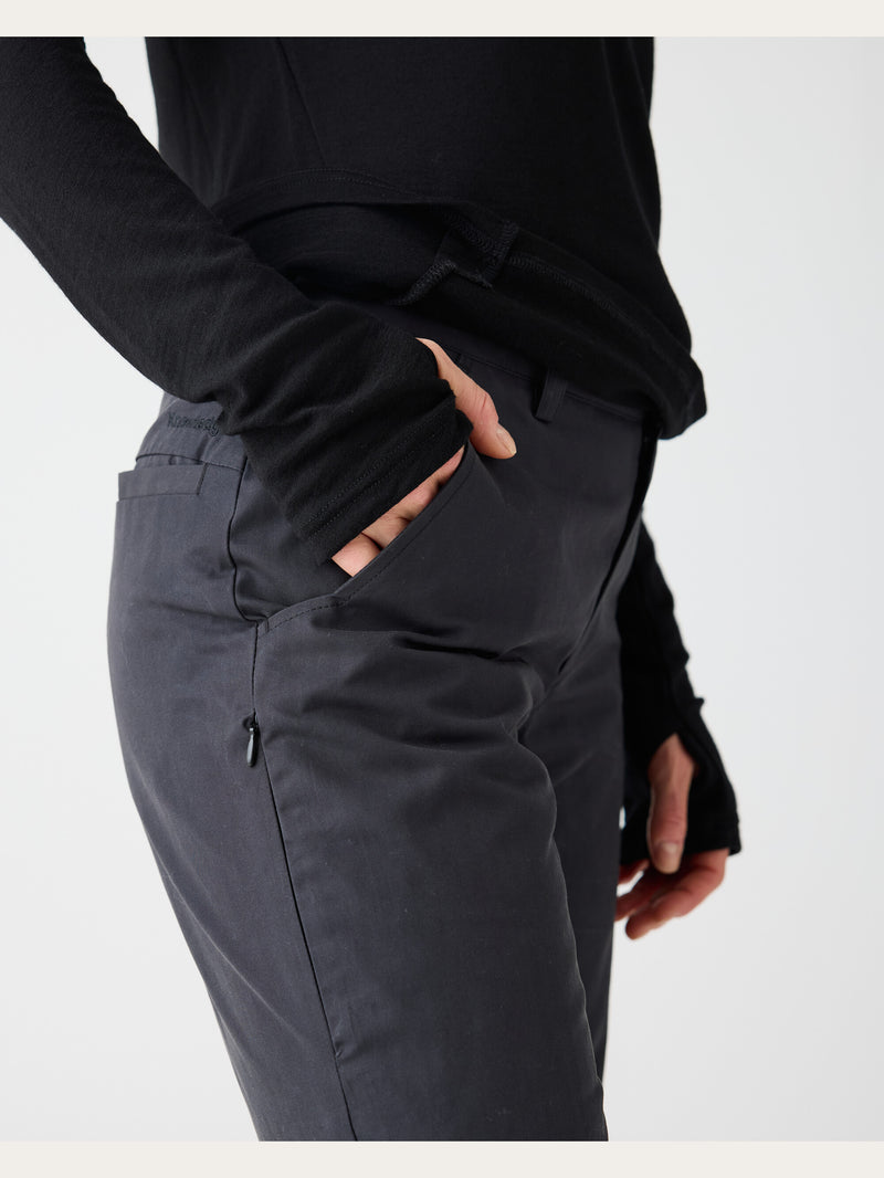 KnowledgeCotton Apparel - WMN Vent Canvas 200 classic pants - GOTS/Vegan Pants 1300 Black Jet