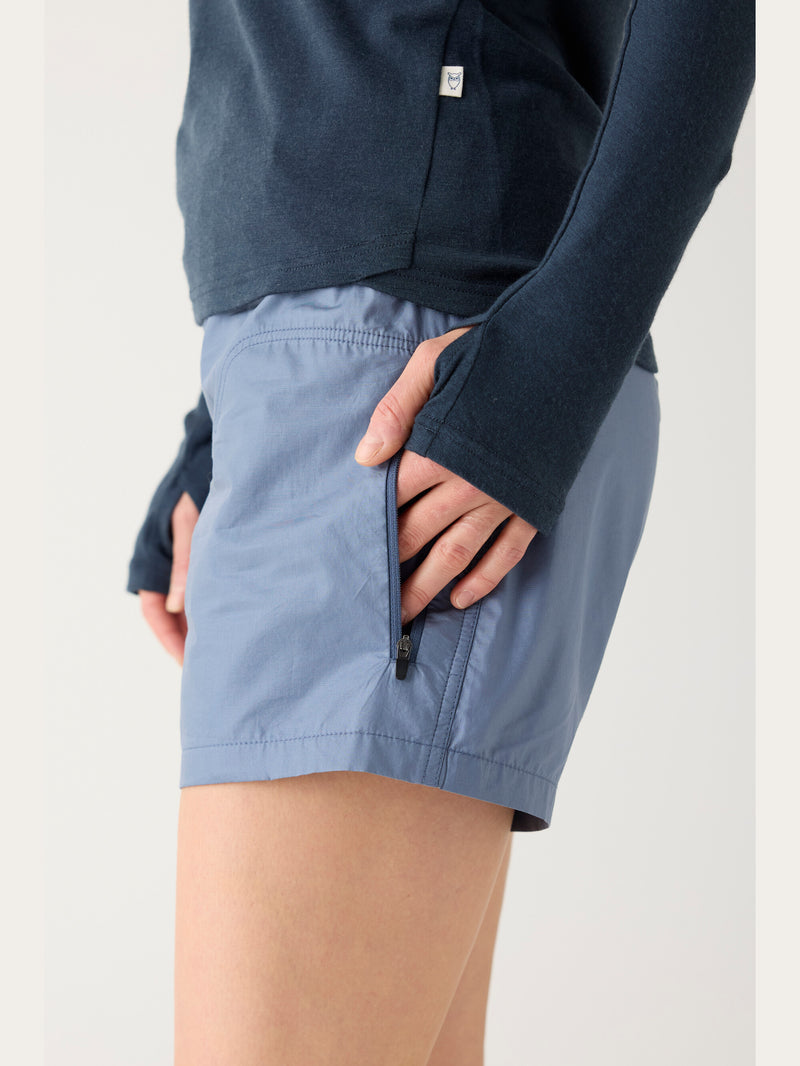 KnowledgeCotton Apparel - WMN Vent Ripstop 90 lightweight shorts - GOTS/Vegan Shorts 1226 Vintage Indigo