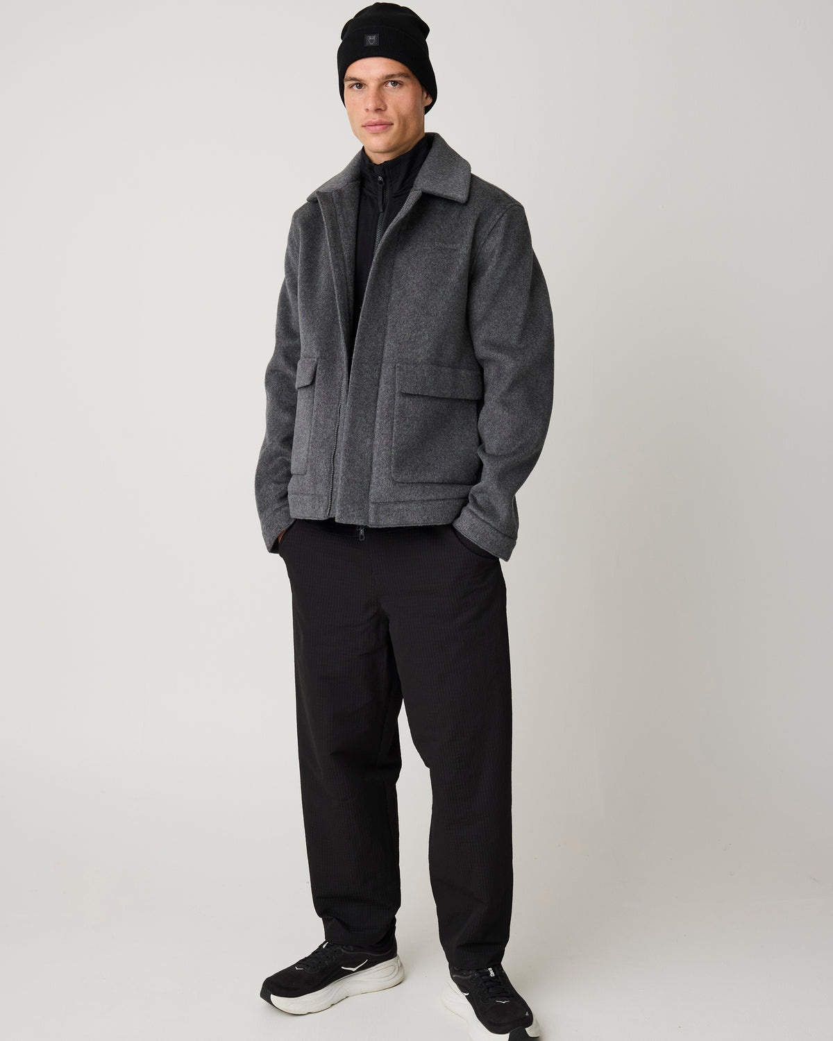 KnowledgeCotton Apparel - MEN Wool Jacket Jackets 1073 Dark Grey Melange