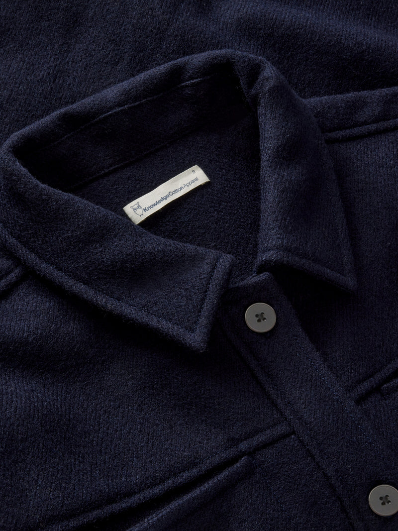KnowledgeCotton Apparel - WMN Wool Overshirt RWS Jackets 1412 Night Sky
