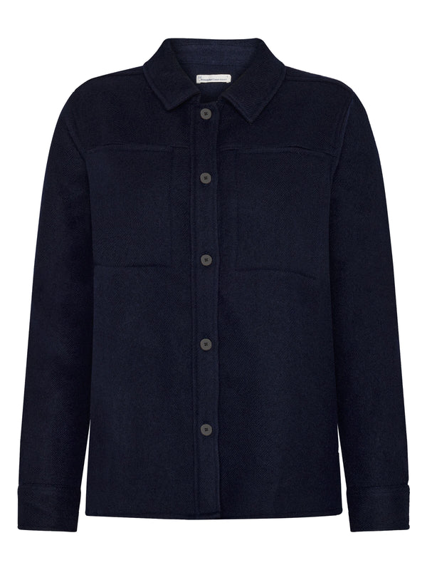 KnowledgeCotton Apparel - WMN Wool Overshirt RWS Jackets 1412 Night Sky