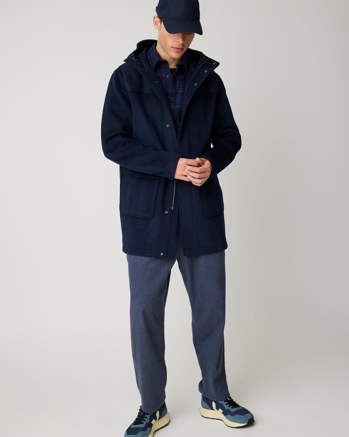 KnowledgeCotton Apparel - MEN Wool duffel coat Jackets 1412 Night Sky