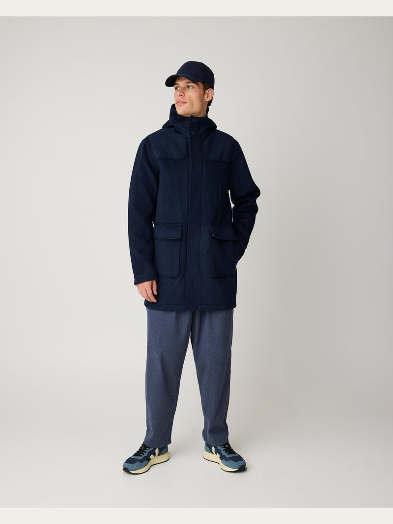 KnowledgeCotton Apparel - MEN Wool duffel coat Jackets 1412 Night Sky
