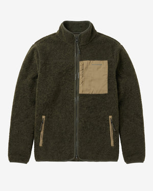 KnowledgeCotton Apparel - MEN Wool fleece full zip Fleeces 1090 Forest Night