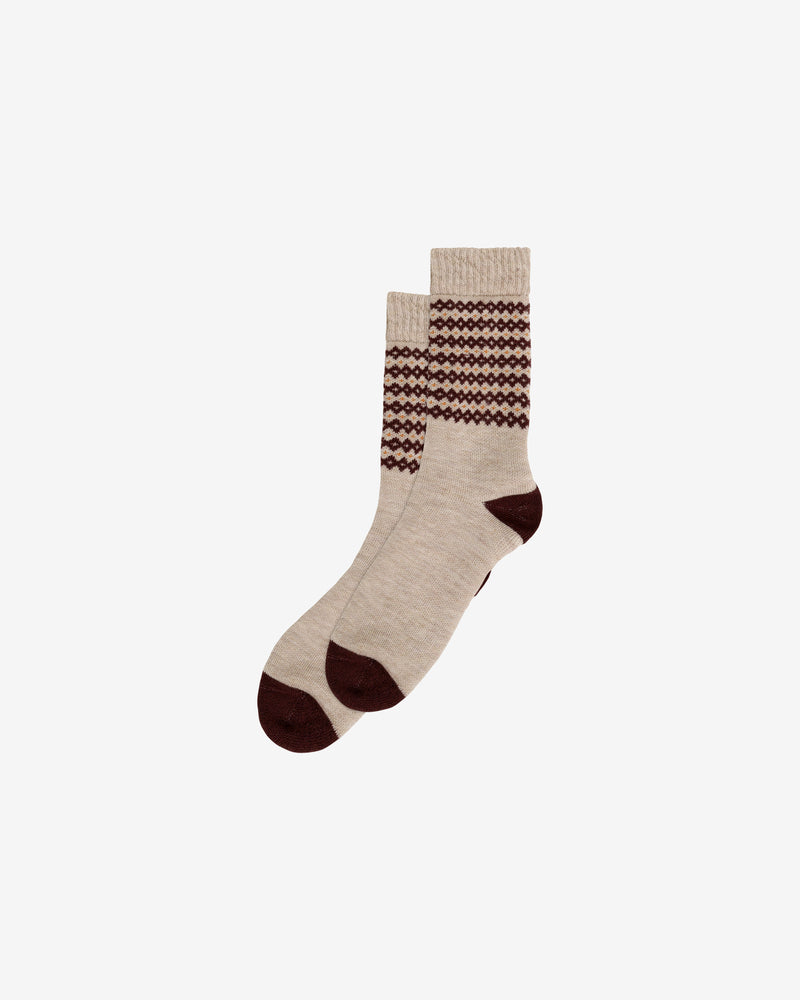 KnowledgeCotton Apparel - UNI Wool jacquard socks Socks 9926 Brown