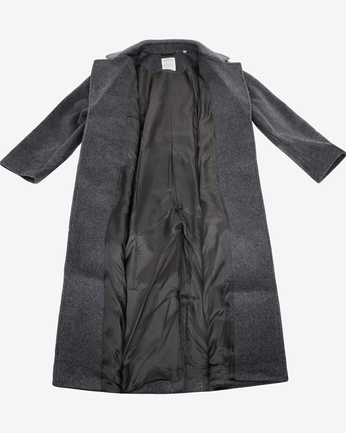KnowledgeCotton Apparel - WMN Wool lapel coat Jackets 1073 Dark Grey Melange