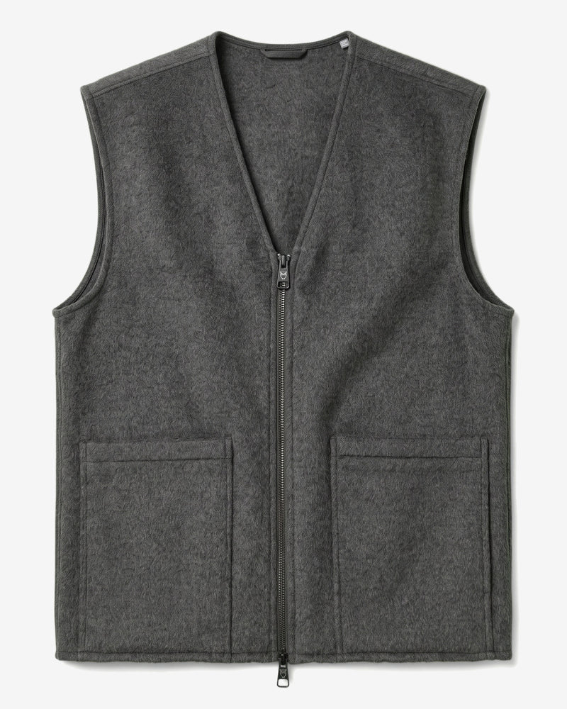 KnowledgeCotton Apparel - MEN Wool vest Vests 1073 Dark Grey Melange