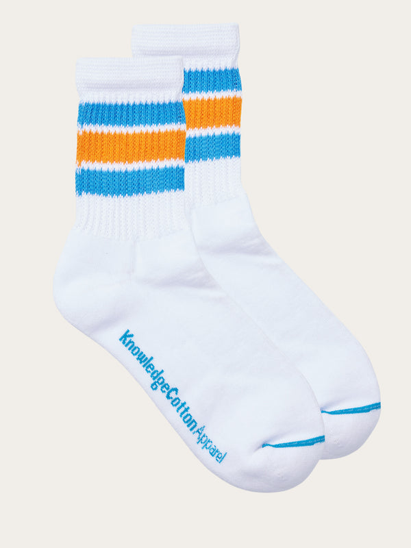 KnowledgeCotton Apparel - UNI 2-pack short sock with stripes Socks 1010 Bright White