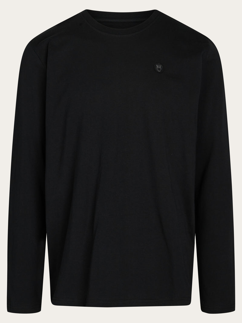 KnowledgeCotton Apparel - MEN Badge long sleeve Long Sleeves 1300 Black Jet