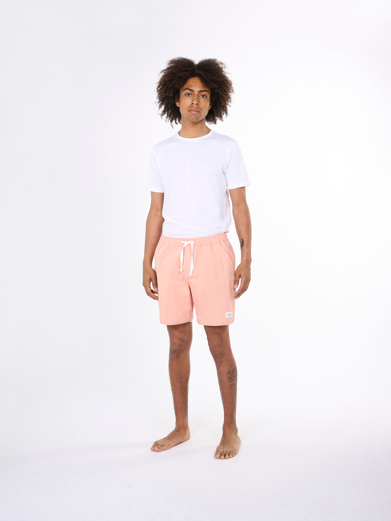 KnowledgeCotton Apparel - MEN Boardwalk shorts with elastic waist Swimshorts 1379 Coral Pink