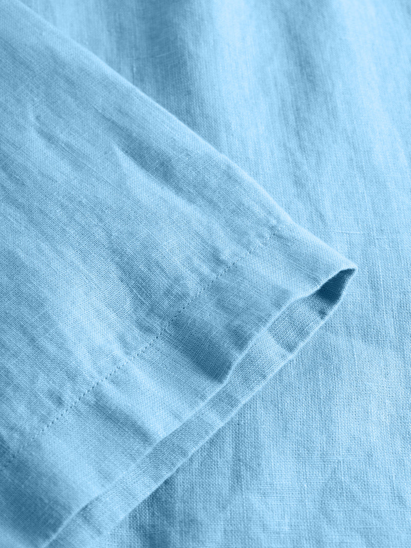 KnowledgeCotton Apparel - MEN Box fit short sleeved linen shirt Shirts 1377 Airy Blue