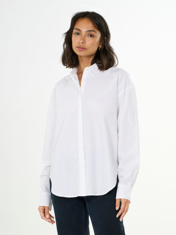 KnowledgeCotton Apparel - WMN Boxy poplin Shirt Shirts 1010 Bright White