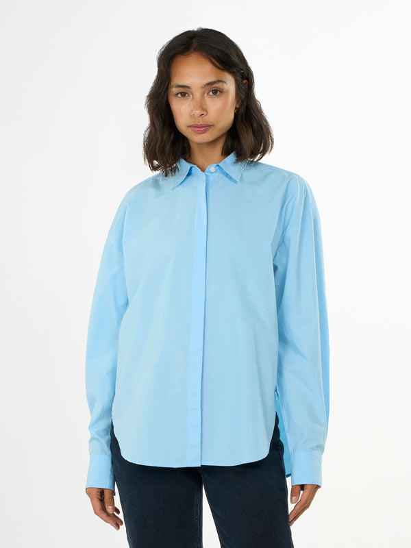 KnowledgeCotton Apparel - WMN Boxy poplin Shirt Shirts 1377 Airy Blue