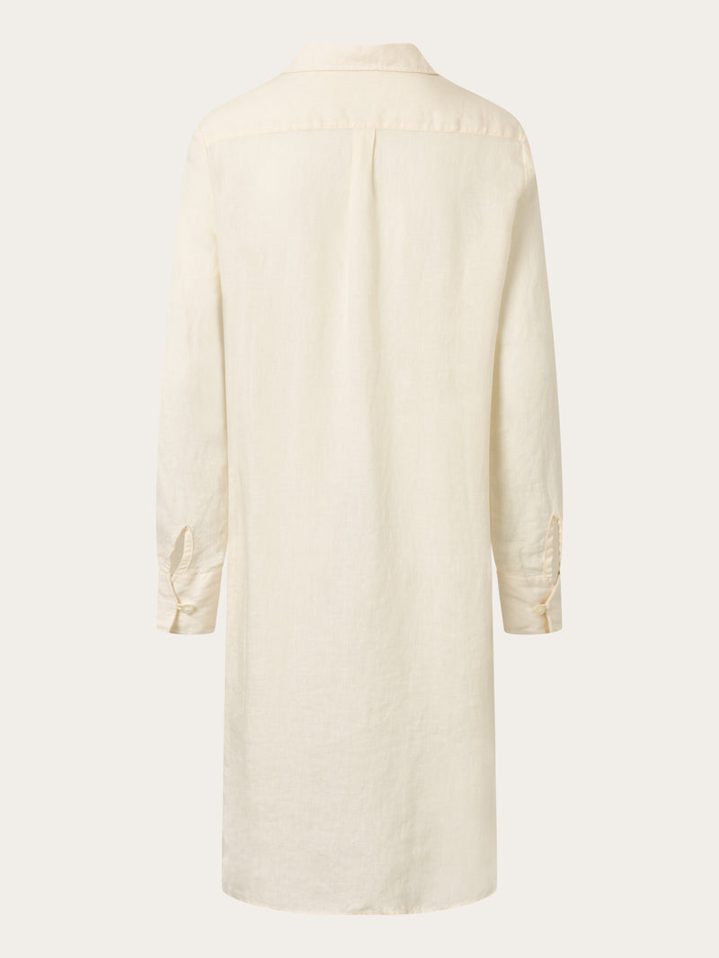KnowledgeCotton Apparel - WMN Classic linen dress Dresses 1348 Buttercream