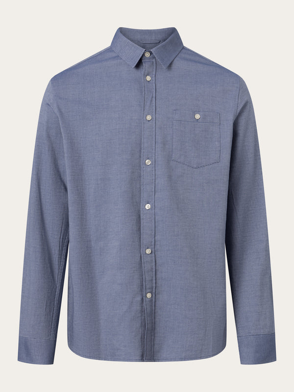 KnowledgeCotton Apparel - MEN Costum fit pepita checkered shirt Shirts 7006 Blue check