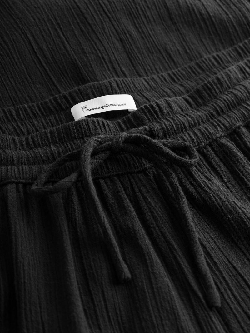 KnowledgeCotton Apparel - WMN Cotton crepe elastic waist pants Pants 1300 Black Jet