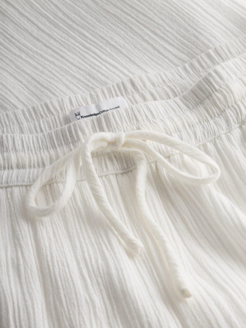 KnowledgeCotton Apparel - WMN Cotton crepe elastic waist pants Pants 1334 Snow White