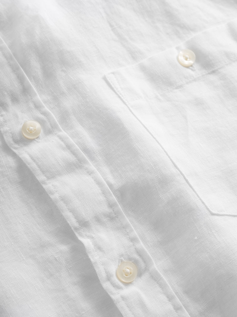 KnowledgeCotton Apparel - MEN Custom fit linen shirt Shirts 1010 Bright White