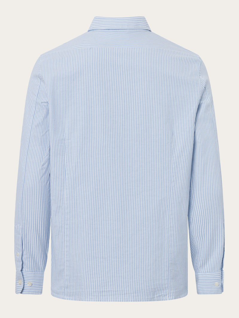 KnowledgeCotton Apparel - MEN Custom tailored owl striped oxford shirt Shirts 1235 Lapis Blue