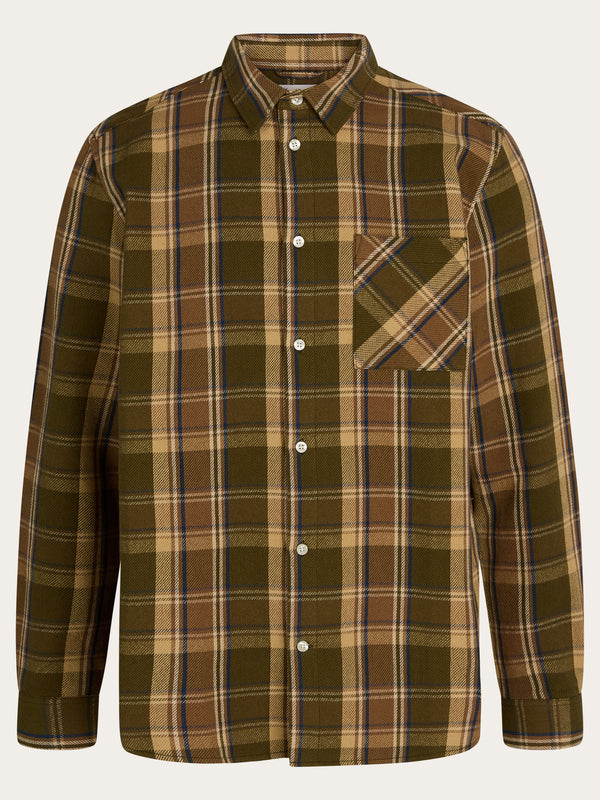 KnowledgeCotton Apparel - MEN Light flannel checkered relaxed fit shirt Shirts 9999 Item Colour