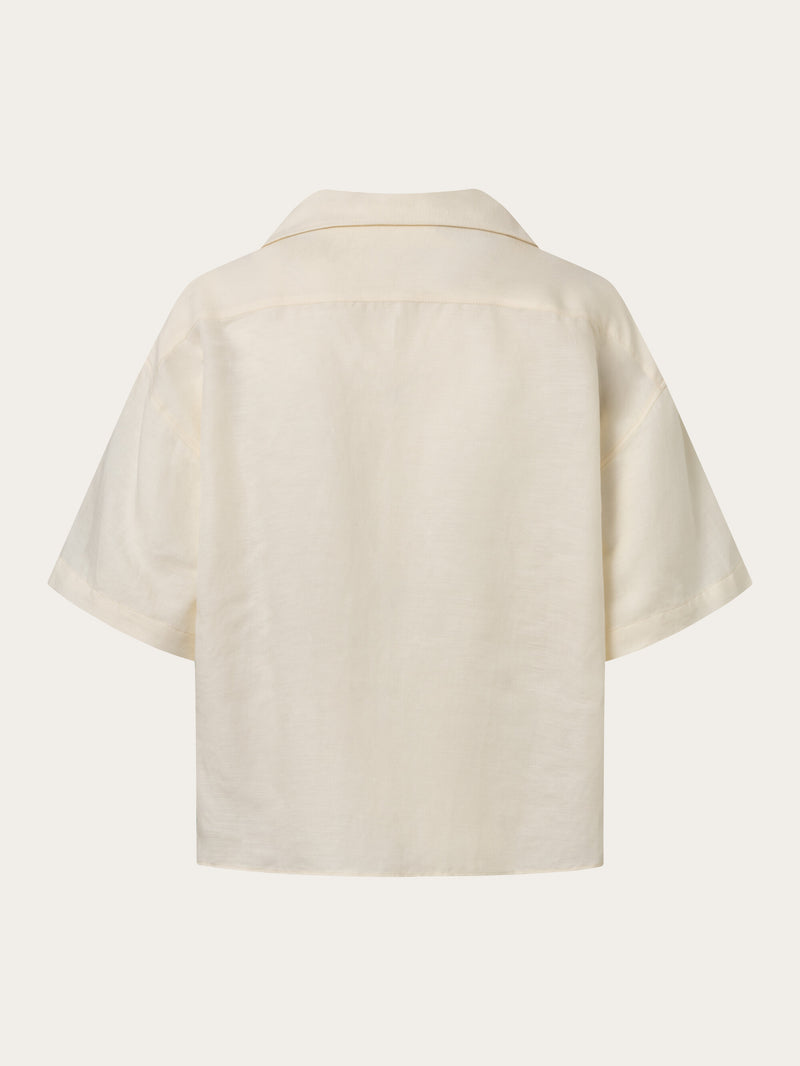 KnowledgeCotton Apparel - WMN Loose Linen Mix Resort SS Shirt Shirts 1348 Buttercream