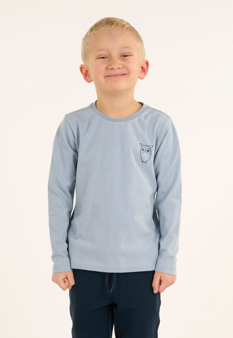 KnowledgeCotton Apparel - YOUNG Owl long sleeve t-shirt Long Sleeves 1322 Asley Blue
