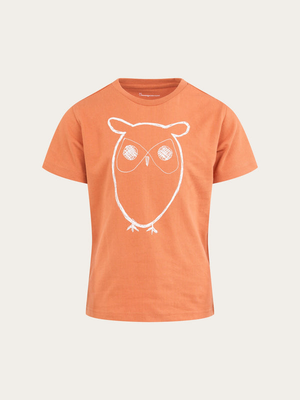 KnowledgeCotton Apparel - YOUNG Owl t-shirt T-shirts 1367 Autumn Leaf