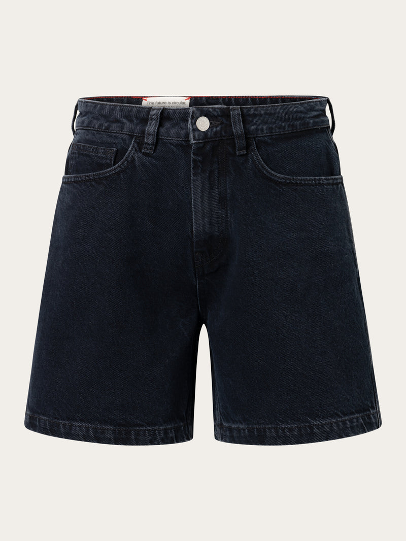 KnowledgeCotton Apparel - WMN REBORN™ mid-rise shorts Denims 3053 Overdyed Black